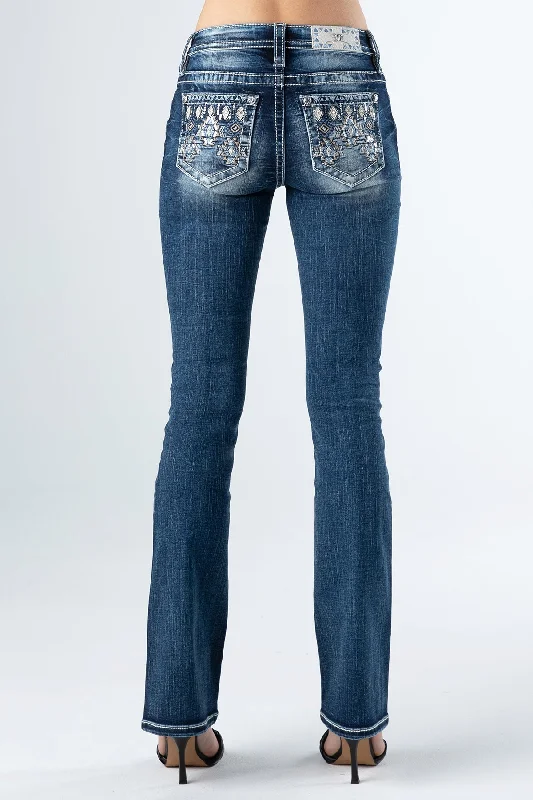 Women's Aztec Geometric Mid-Rise Bootcut Jean