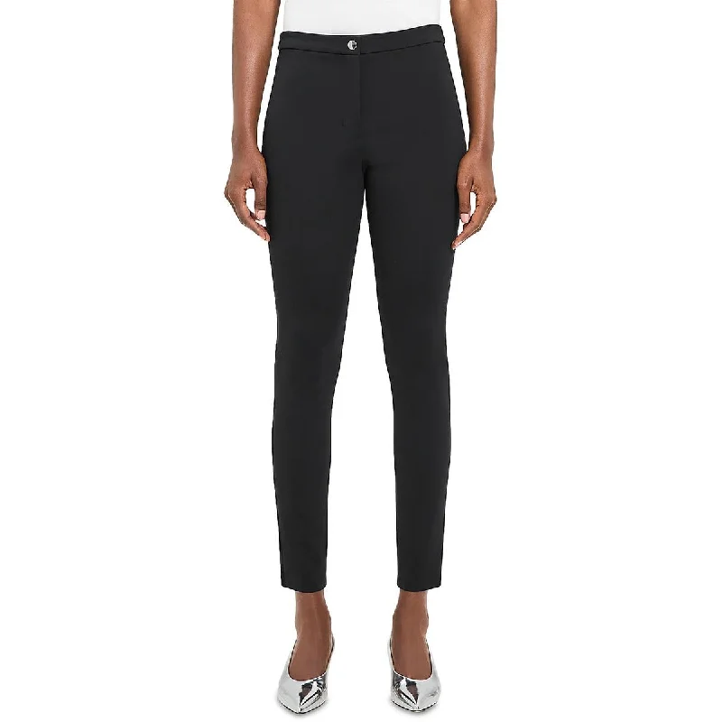 Womens Pleated Solid Ankle Pants