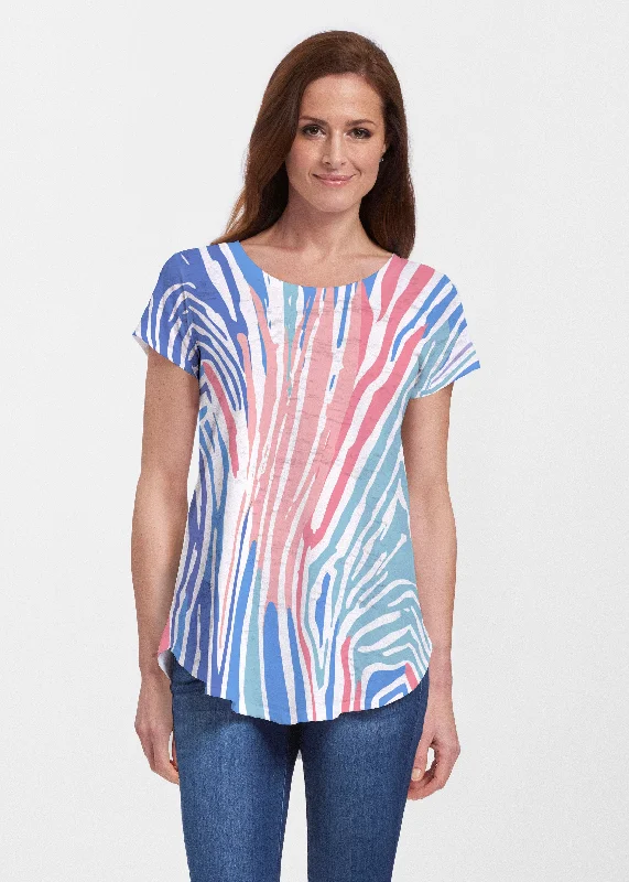 Fruity Stripes (14272) ~ Short Sleeve Scoop Neck Flowy Tunic