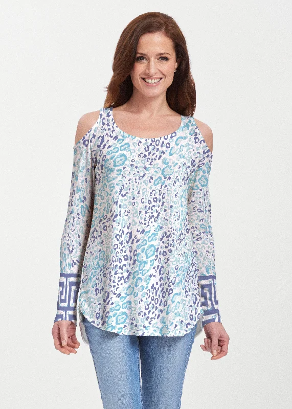 Cat Blue (7755) ~ Butterknit Cold Shoulder Tunic